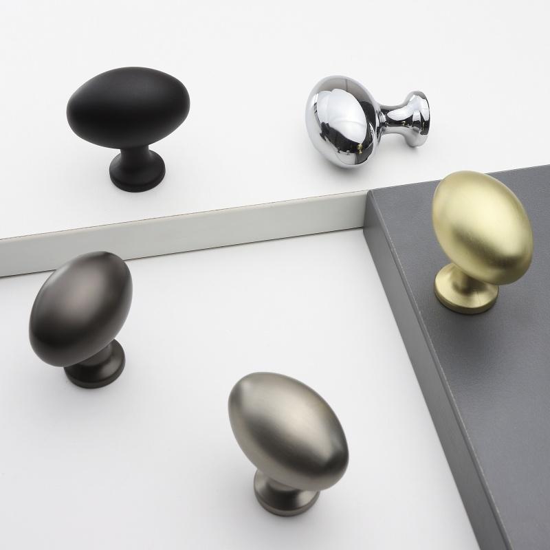 Poignées de Meuble Ovales en Alliage de Zinc à Trou Unique Disponibles en Plusieurs Couleurs Adaptées aux Poignées d'Armoire de Cuisine et aux Boutons de Tiroir