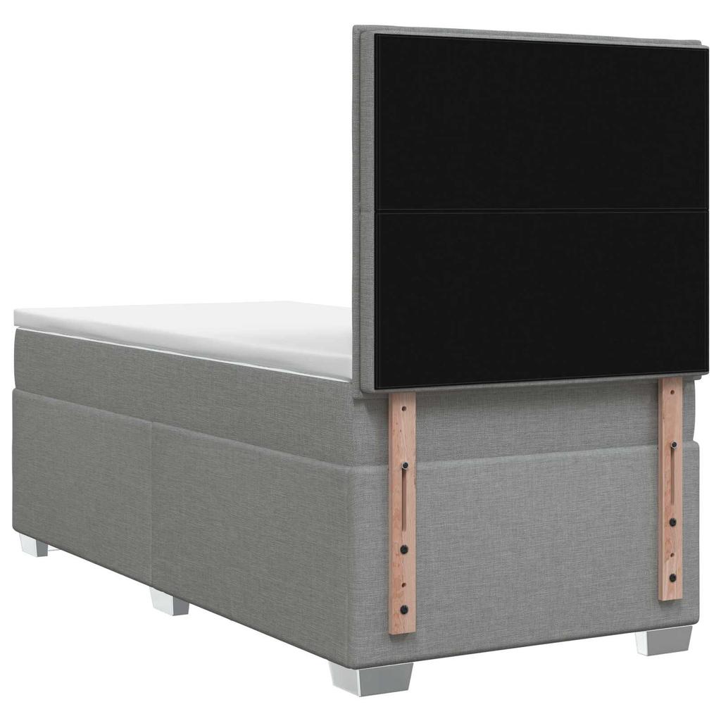 Box Spring Bed with Mattress Light Gray 90 X 190 Cm Fabric