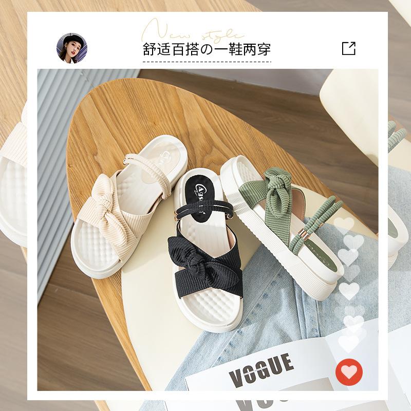 Augustine slippers women in the summer of 2025 new outer wear bow sandals fairy wind platform two wear sandals