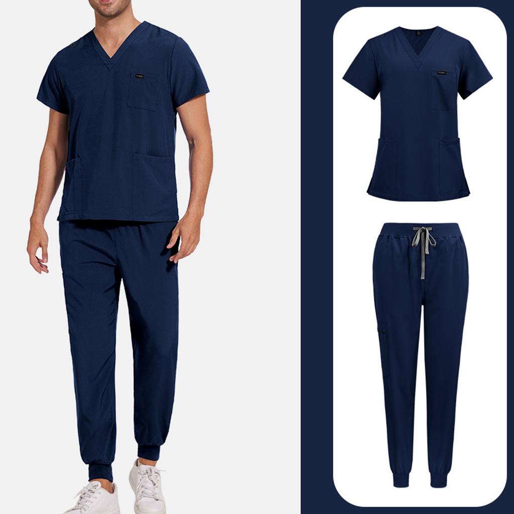 Mens' Comfortable And Casual Solid Color Short Sleeved Pants Protective Suit Set