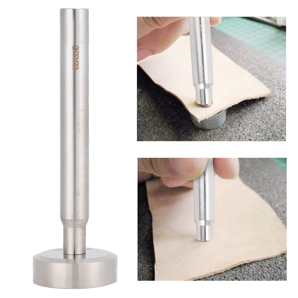 9mm Stainless Steel Die Punch Double‑Sided Rivet Setter with Base for Install Rivet Button DIY Leathercraft Tool