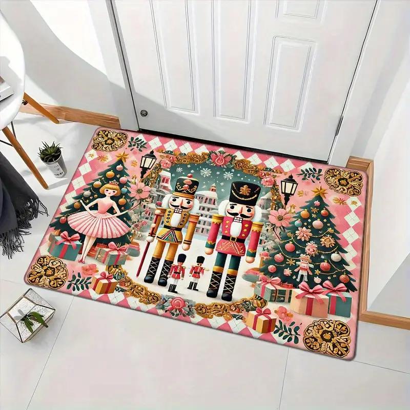 Pink Nutcracker Rug, Non-Slip Absorbent Kitchen & Bathroom Mat, Indoor/Outdoor Entrance Doormat for Home Décor
