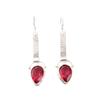 Dainty Pink Rubellite Gemstone 925 Solid Silver Jewelry Handmade Earrings 2.3" EE-166-1