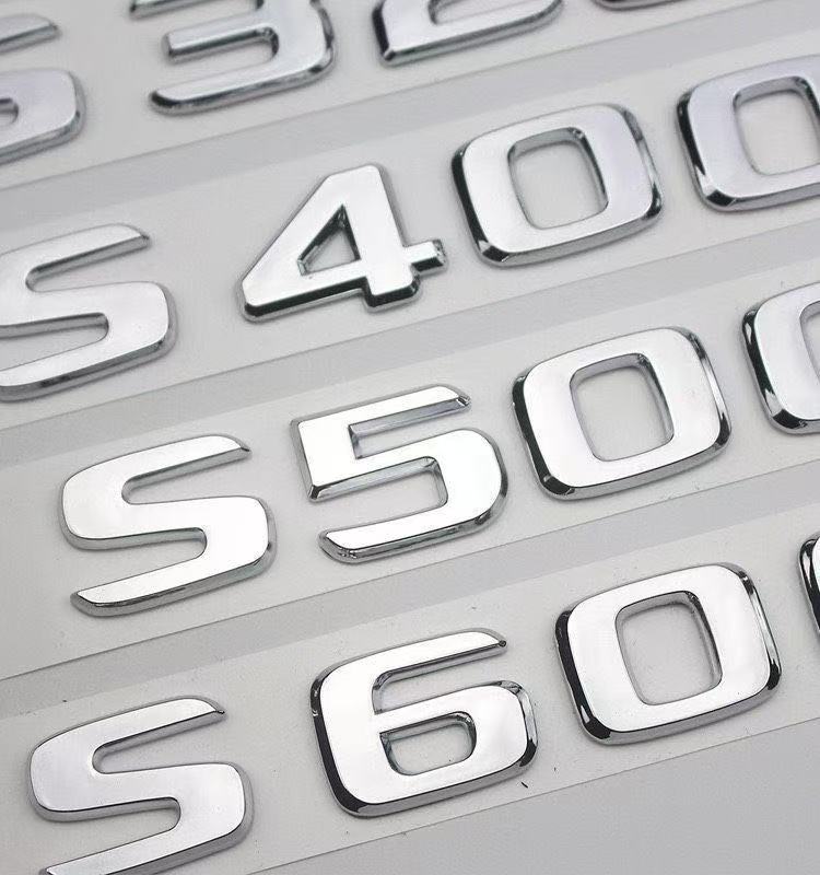 3D ABS Chrome Logo S320 S350 S400 S450 S500 S550 S580 S600 Emblem Letters Car Trunk Badge For  S W222 W223 Accessories
