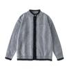 Mens Oversized Fleece-Lined Acrylic Knit Cardigan With Zipper Stand Collar Streetwear Winter Sweater