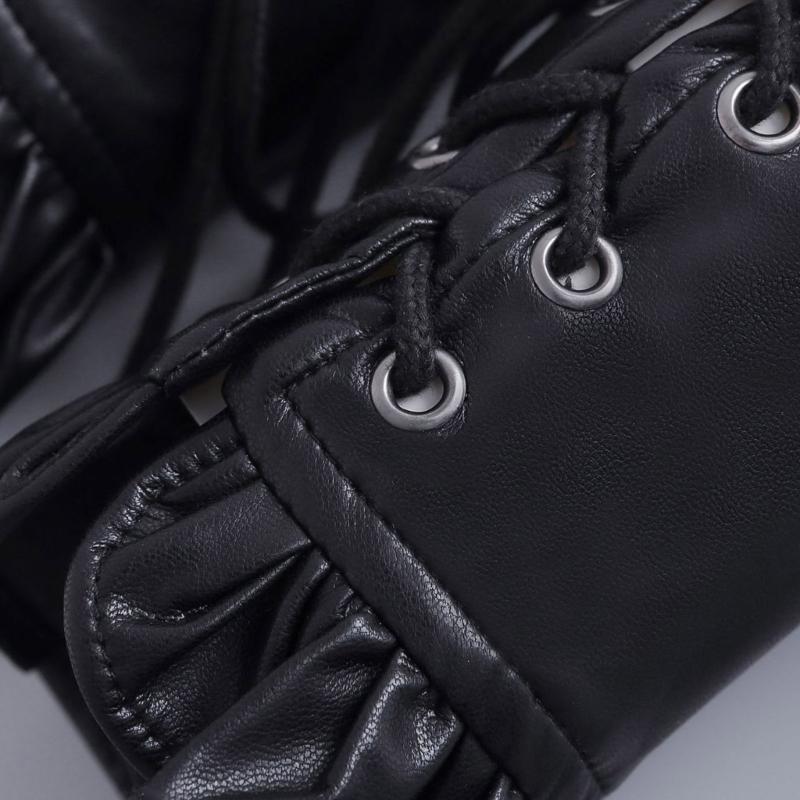 Premium PU Leather Gothic Cuffs With Adjustable Lace Up Design For Music Festivals And Costume Parties