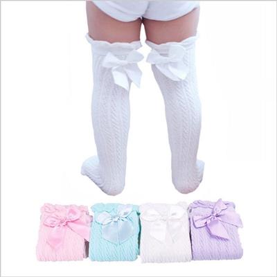 Kids Girls Child Bow-knot Cotton Mesh School Socks Knee High Warm Stockings NEW