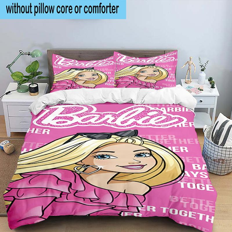 Pink Barbie Fantasy World Printed 3PCS Bedding Set, Includes A Duvet Cover and Two Pillowcases for Bedroom, Suitable for All Seasons Fan Gifts