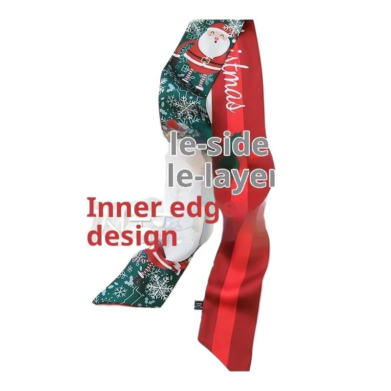 Christmas Element Versatile Scarf - Holiday Bow Decorative Scarf Straps For Hair Accessories Bag Decoration & Gift