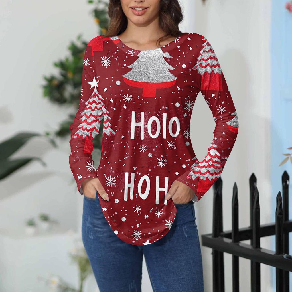 Tee Shirts For Women Fall Casual Long Sleeve Shirts Sweatshirt Vintage Graphic Printing Top Pullover Valentine's Day