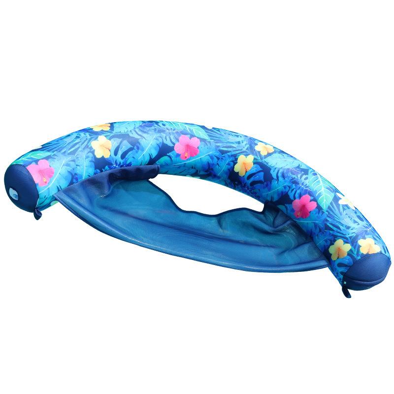 Inflatable U Shaped Pool Float Water Hammock Leaf Pattern Floating Lounge Chair Floating Raft Bed