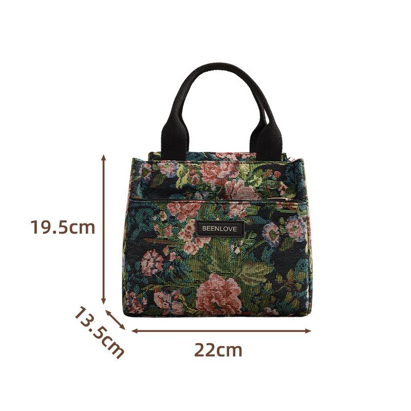 

Portable Large Capacity Floral Chinese Style Insulated Lunch Bag