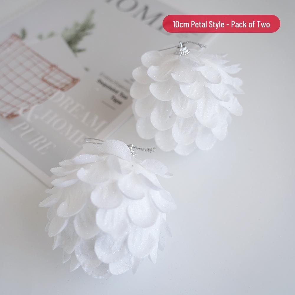 White Glitter Petal Foam Christmas Ball Ornaments for Tree Decorations