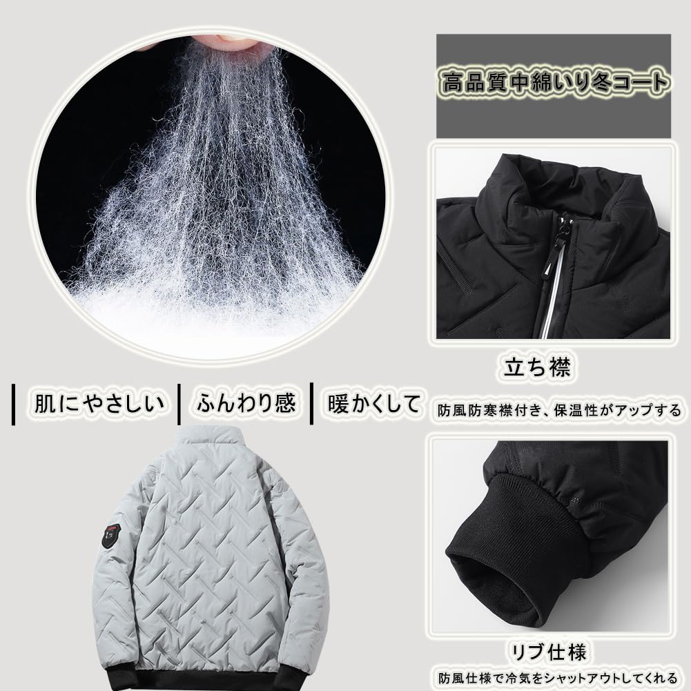 BUTMYJ Winter Padded Long Sleeve Down Plus Loose Men's Coat, Outerwear, Jacket, Sizes, Thick, Windproof, Warm, Fit, Casual, Lightweight, Autumn/Winter