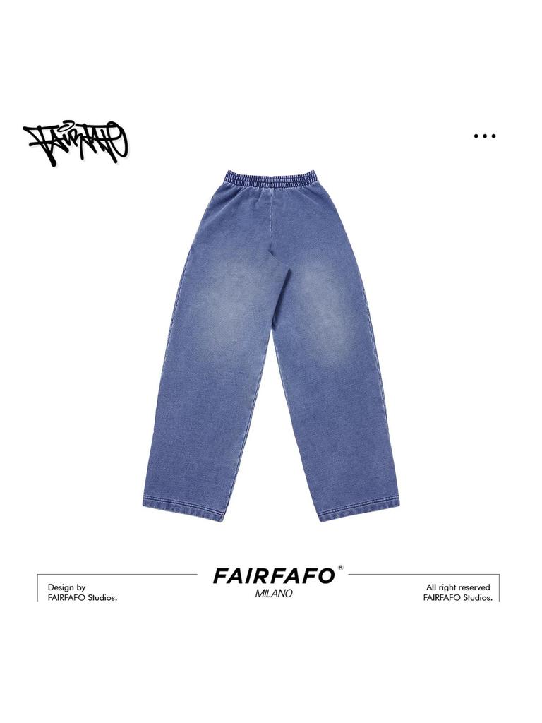 Spring 2026: Women's Knitted Faux Denim Elastic Waist Loose Cotton Pants