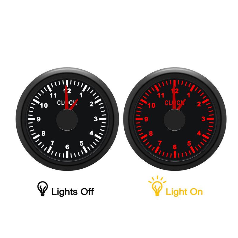 52mm Clock Gauge 12 Hours For Cars Boat Truck With Red Backlight Waterproof Clock Meter Car Gauges boat clock 9-32V
