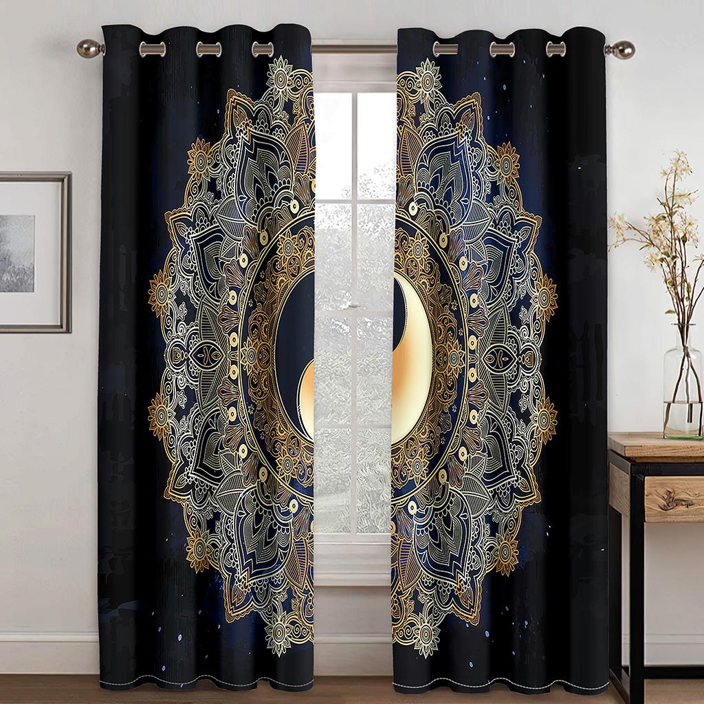 Chinese Style Taiji Bagua Design Taoist Traditional Culture Curtains 2 Panels Luxury Living Room Bedroom Window Decor Curtains