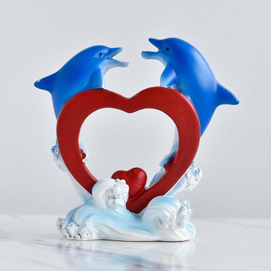 Dolphin Figurine Collectible Tabletop Resin Dolphin Statue Heart Dolphin Ornament Valentine's Day Gift for Women Wife Girlfriend