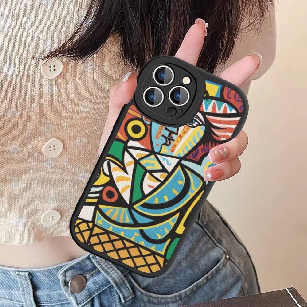 

Picasso Abstract Art Painting Phone Cover For IPhone 16 15 14 13 12 11 Pro Max Plus Leather Soft Case iPhone 16pro max