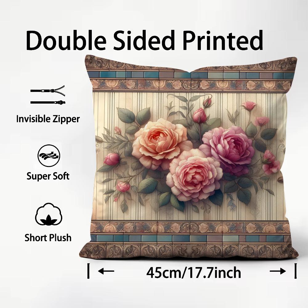 

Rose Elegant Cushion Cover Plush Fabric Soft DoubleSided Printed Sofa Warm Winter Home Child Gift Pillow Case 30x30cm