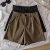 Woll-A-Linien-Shorts mit hoher Taille für Damen, Herbst-/Wintermode 2023, koreanischer Stil, schmale Passform, weites Bein, perfekt für Stiefel.