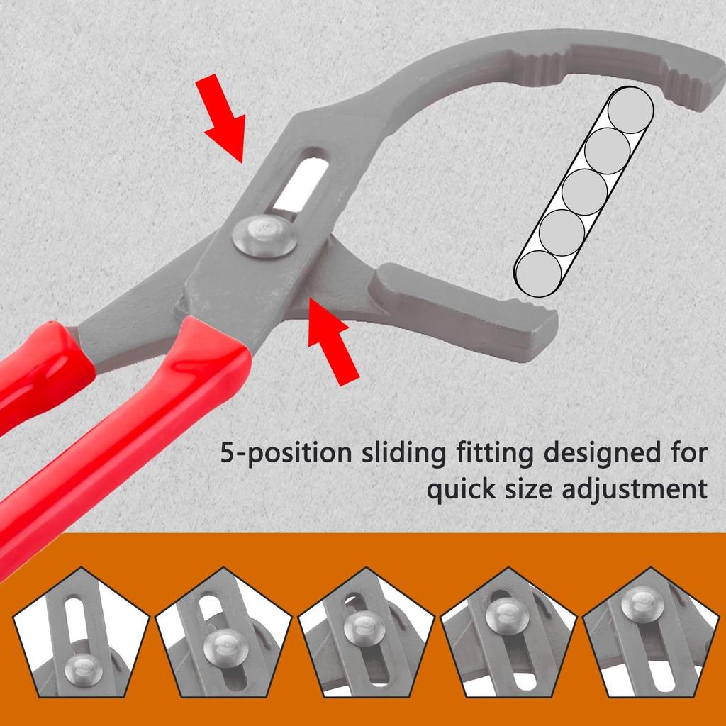 9" & 12" Oil Filter Pliers Wrench, Adjustable Oil Filter Pliers Set,Oil Filter Removal Tools Fit Most Of Cars, Trucks, Motorcycles Engine Filters