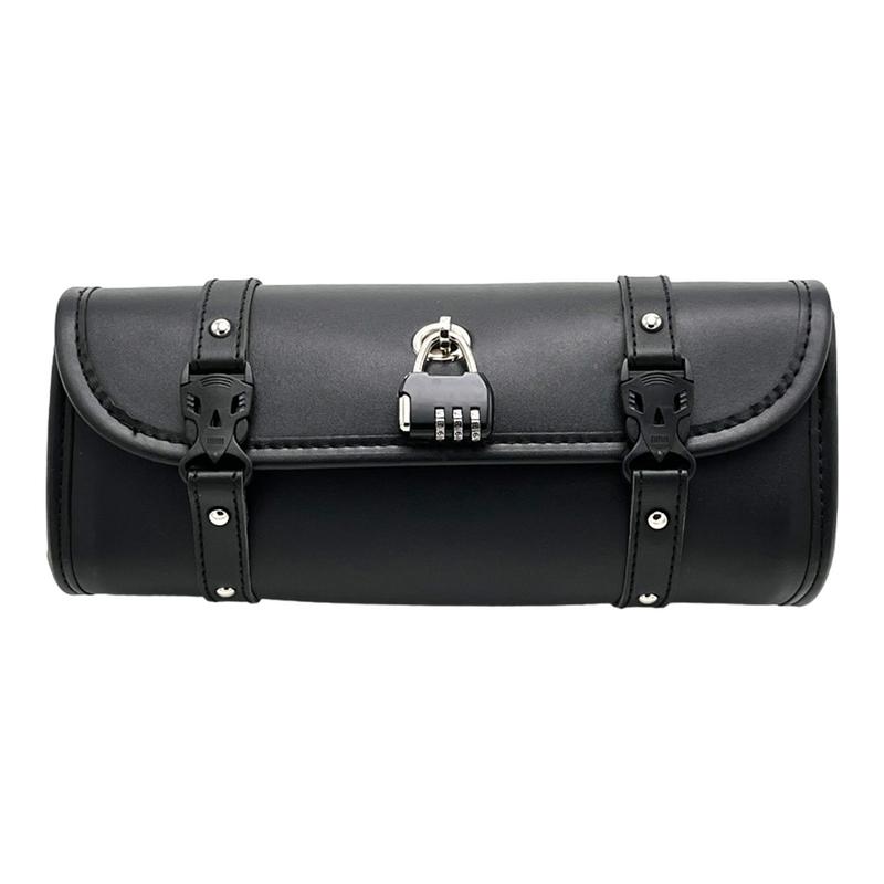 Motorrad Lenkertasche Motorrad Gabel Lenkertasche Mit Schloss Wasserdicht PU Leder Cool Retro Satteltasche Für Motorrad