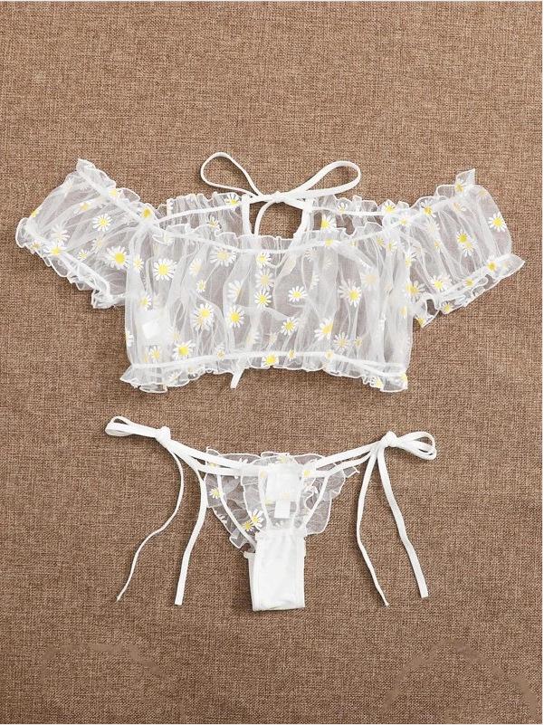 Ensemble de lingerie deux pièces sexy en dentelle florale européenne et américaine