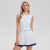 Abito Sportivo da Tennis a Collo Alto Bicolore Sport Outdoor Senza Maniche Gonna Corta Asciugatura Rapida Traspirante Casual Set Pieghettato