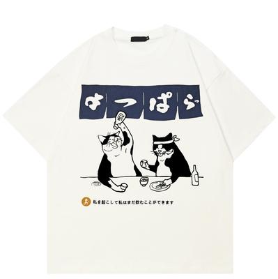 T-shirt Graphique Chats Streetwear Coton T-shirt Unisexe Hauts T-shirts Été Manches Courtes T-shirt