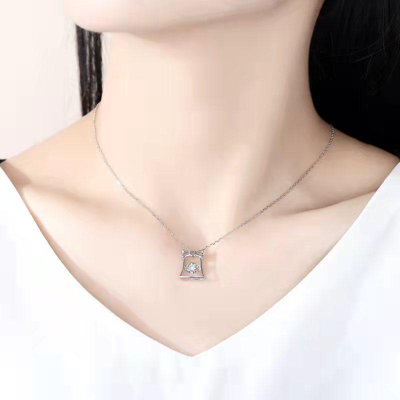Sterling Silver Bell Pendant Necklace - s925 Christmas Gift Jewelry 925 Silver