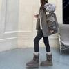 Cowhide~ 2025 winter wool integrated gray snow boots women's thick-soled heightened velvet thickened long-tube snow cotton shoes