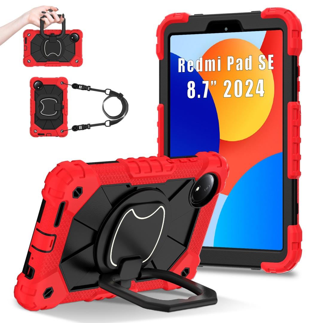 

Для Xiaomi Redmi Pad SE 8.7.360° вращающаяся рукоятка прочная защитная подставка TPU+PC 3в1 противоударный противоударный чехол для планшета ПК Redmi Pad SE 8.7 красный