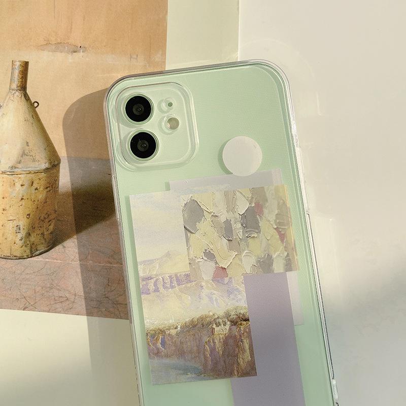 Husa de telefon cu pictura in ulei cu eticheta artistica Husa din silicon pentru Iphone 11 13 14 Pro Max Mini 12 Xsmax X Xr 7 8 Plus Ins Husa drăguță Capa