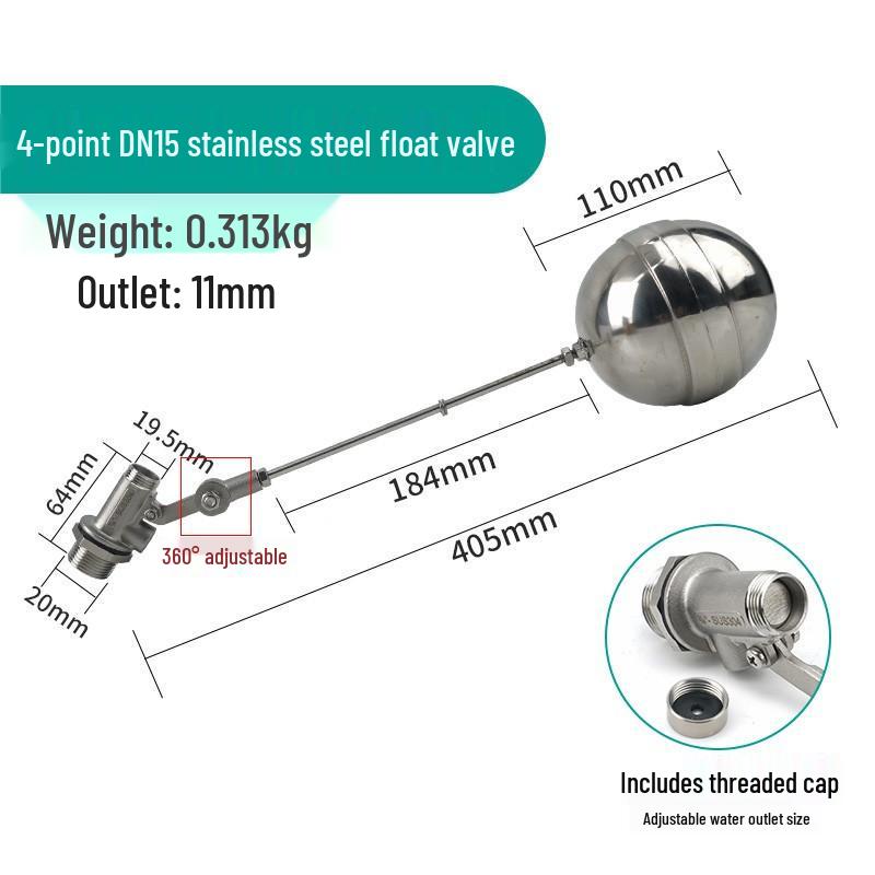 ELEKO Stainless Steel Automatic Water Level Float Valve Controller
