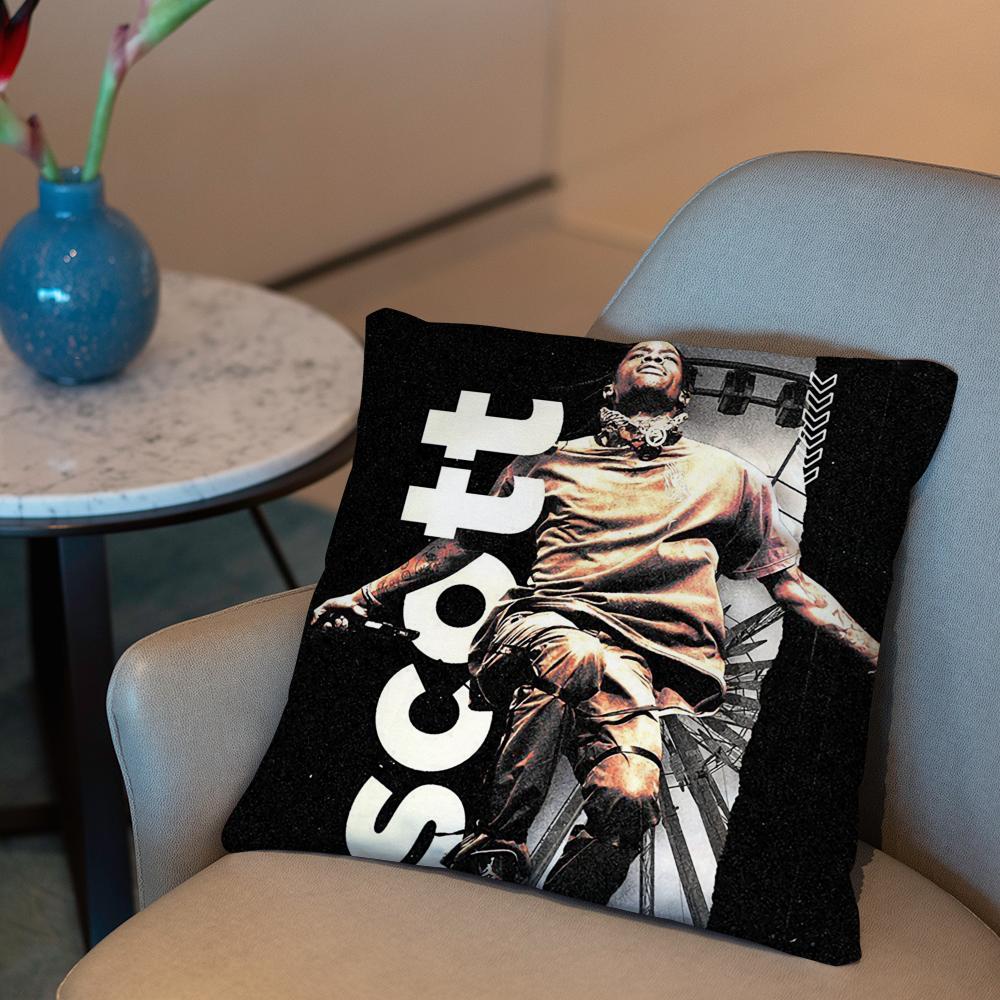 T-Travis S-Scott Cushion Cover 2-in-1 Reversible Plush Pillow Cover | Car/Sofa/Bed | Perfect Gift