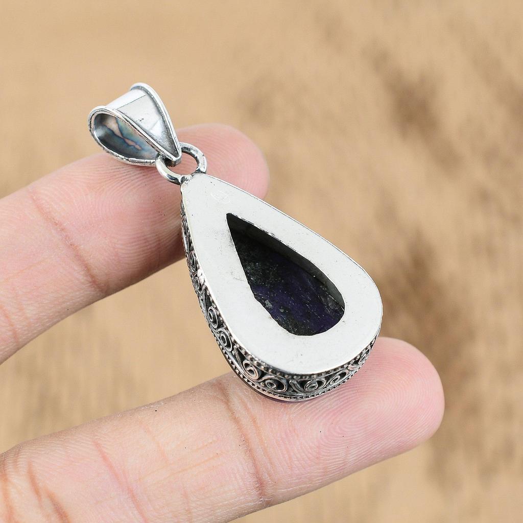 Gift For Women Pendant Vintage 925 Silver Natural Russian Charoite Gemstone