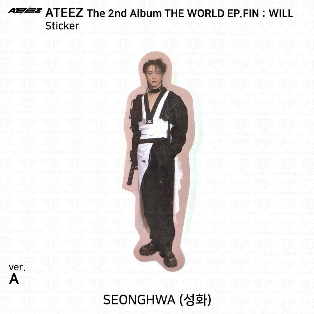 ATEEZ Das 2. Album WORLD EP.FIN WILL Photocard Sticker A ver. KPOP K-POP