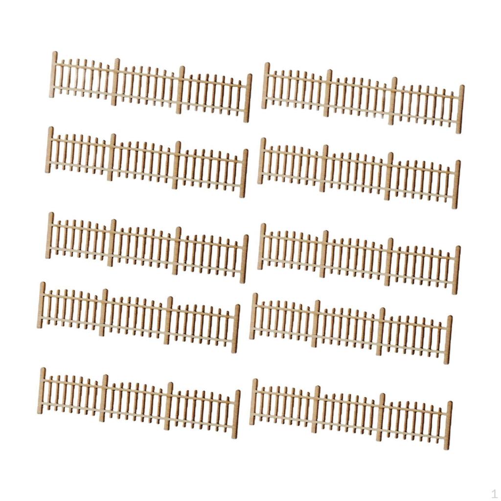 10 Decorative Miniature Fences, 1:50 Scale, Wooden, for Model Railways And Garden Accessories.