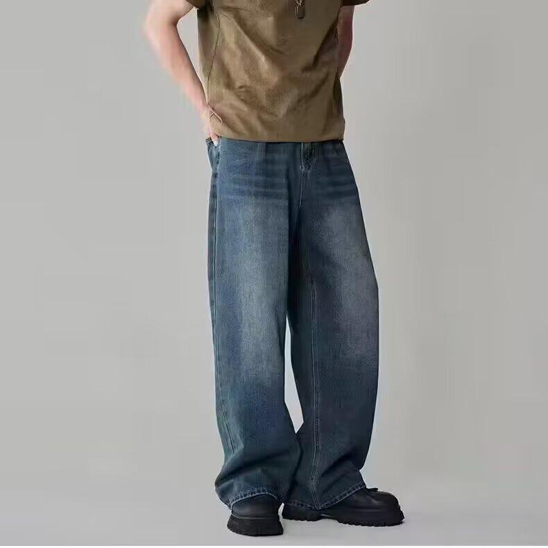 Men's Retro Washed Wide-Leg Distressed Jeans - Hot Selling in Southeast Asia