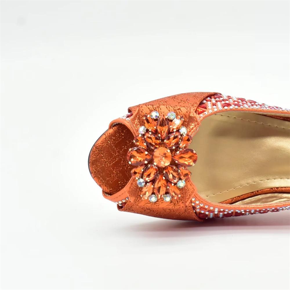 Sandalias de Tacón Alto con Bolsa para Zapatos Italiana, Adorno de Pedrería y Hebilla Floral para Bodas y Fiestas