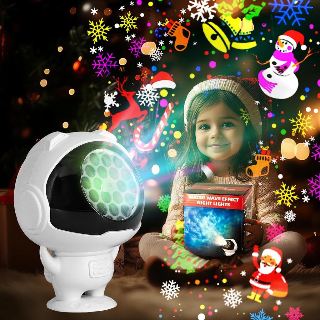 Astronaut Christmas Pattern Light Snowflake Halloween Projection Lamp Decorative Xmas Spotlight