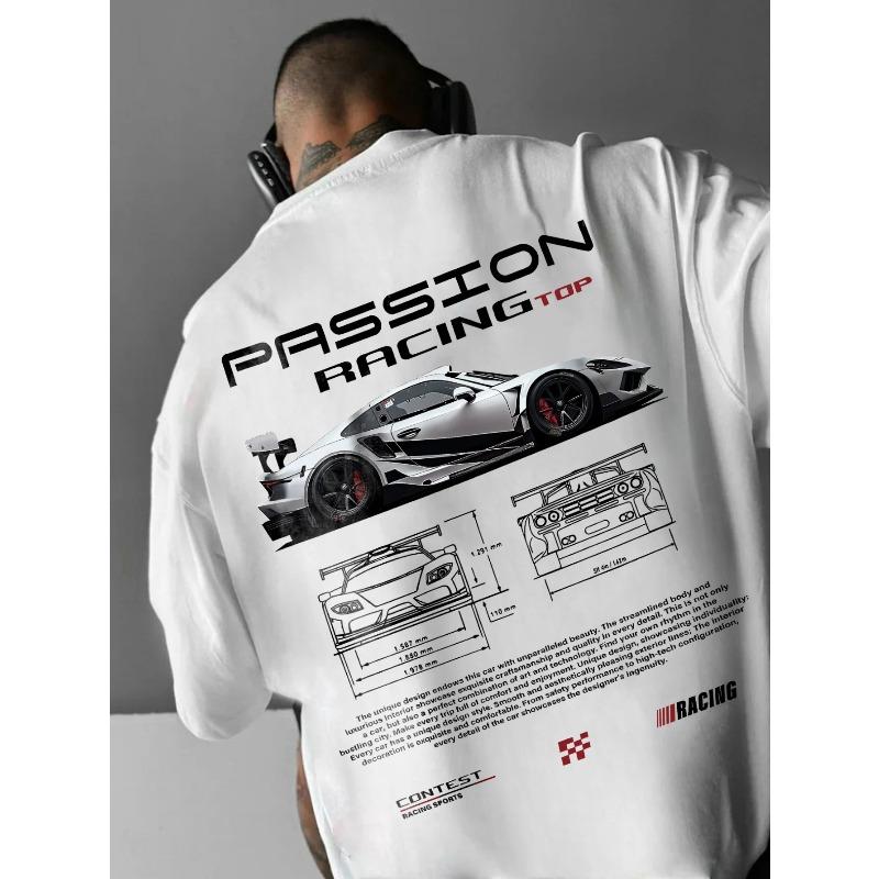 Men's 100% Cotton Summer Loose Fit Large Los Angeles Graphic Printed Slim Fit Casual Sports Round Neck Short Sleeved T-shirt Top