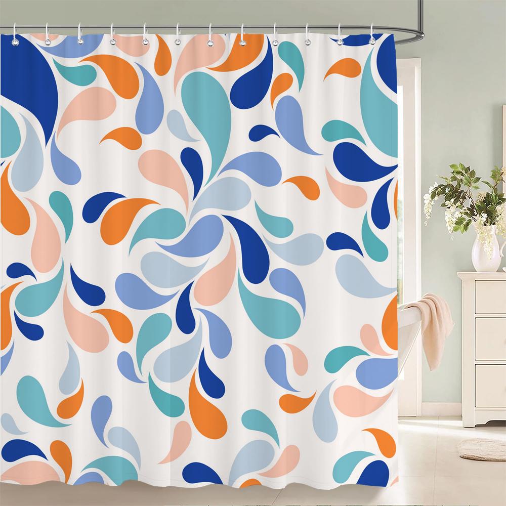 Geometric Pattern Fabric Waterproof Shower Curtain Bathroom Curtains Colorful Stripes Bathtub Decor Bath Screen with 12 Hooks