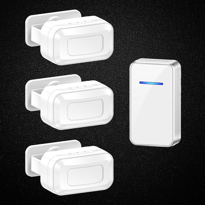 Wireless Welcome Doorbell with Voice Broadcast for Shops White 3 Sensors + 1 Receiver