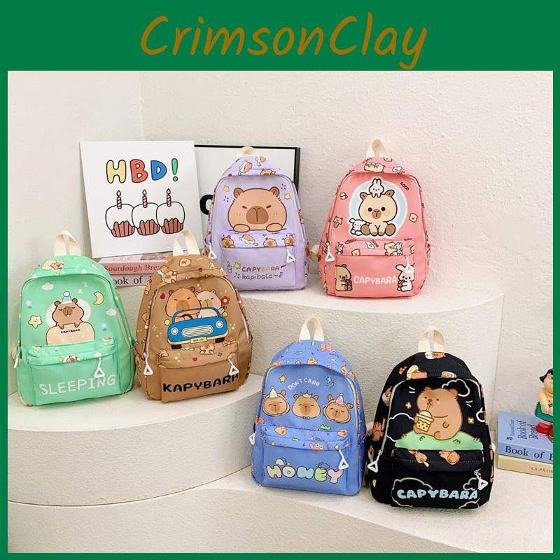 Cartoon Capybara Kids School Backpack With Large Capacity And Load Reduction For Young Children