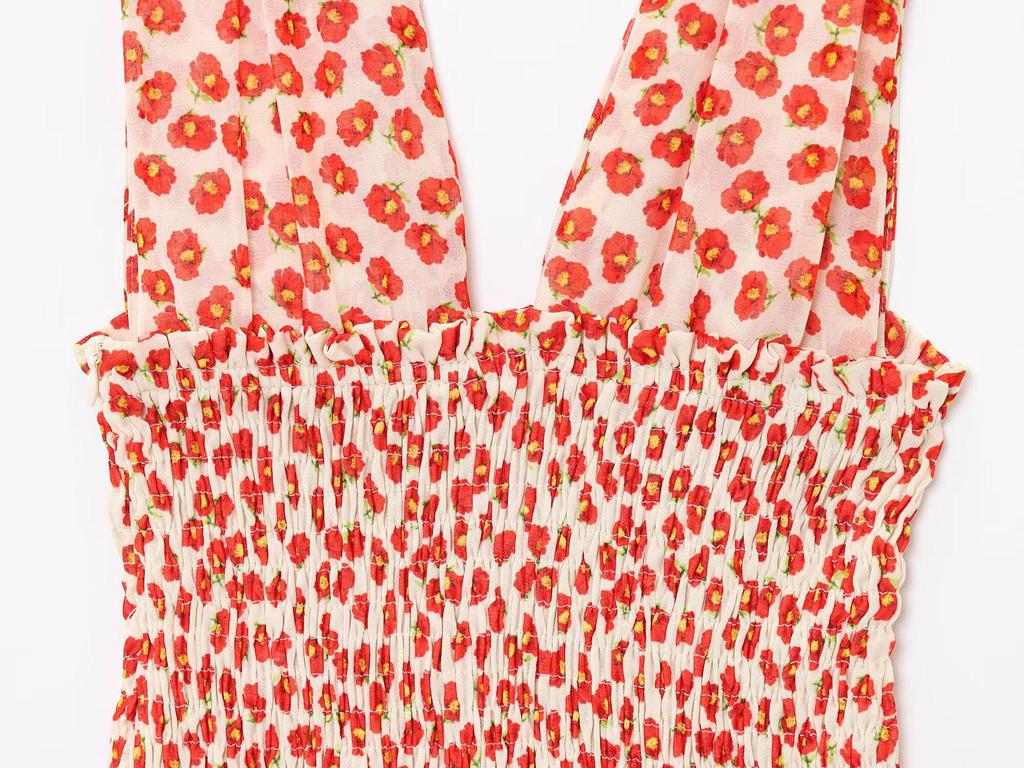 Best-Selling Summer Sweet Preppy Floral V-Neck Sleeveless Dress