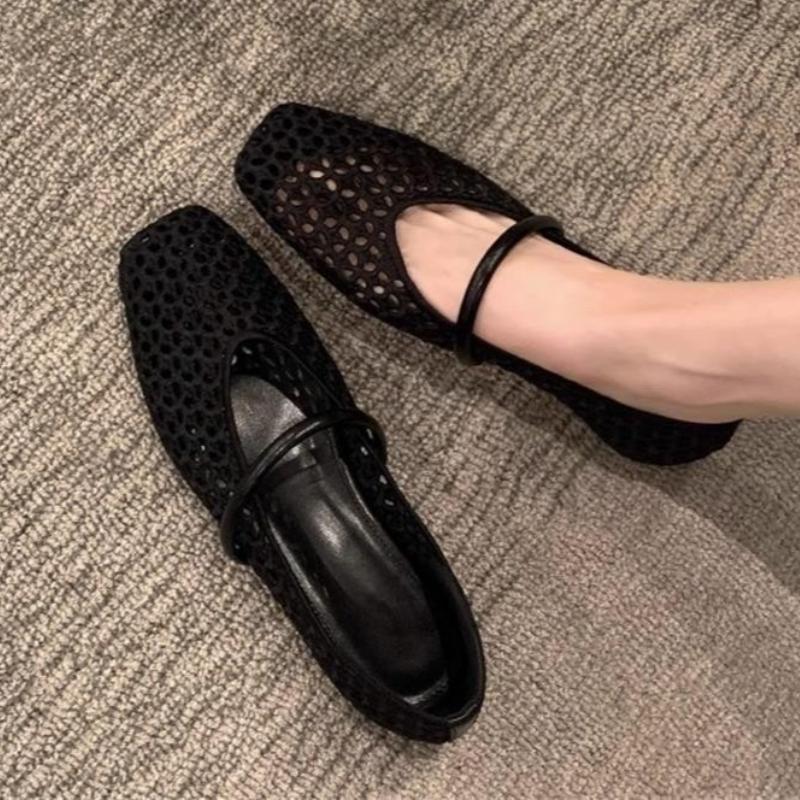 Women Flats Loafers Mesh Square Toe Shoes 2025 Casual New Sport Sandals Summer Sneakers Trend Walking Woman Zapatillas