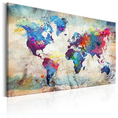 Toile imprimée HD sans cadre, 1 panneau, peinture, carte du monde, décoration de la maison, images murales pour salon, Art mural sur toile