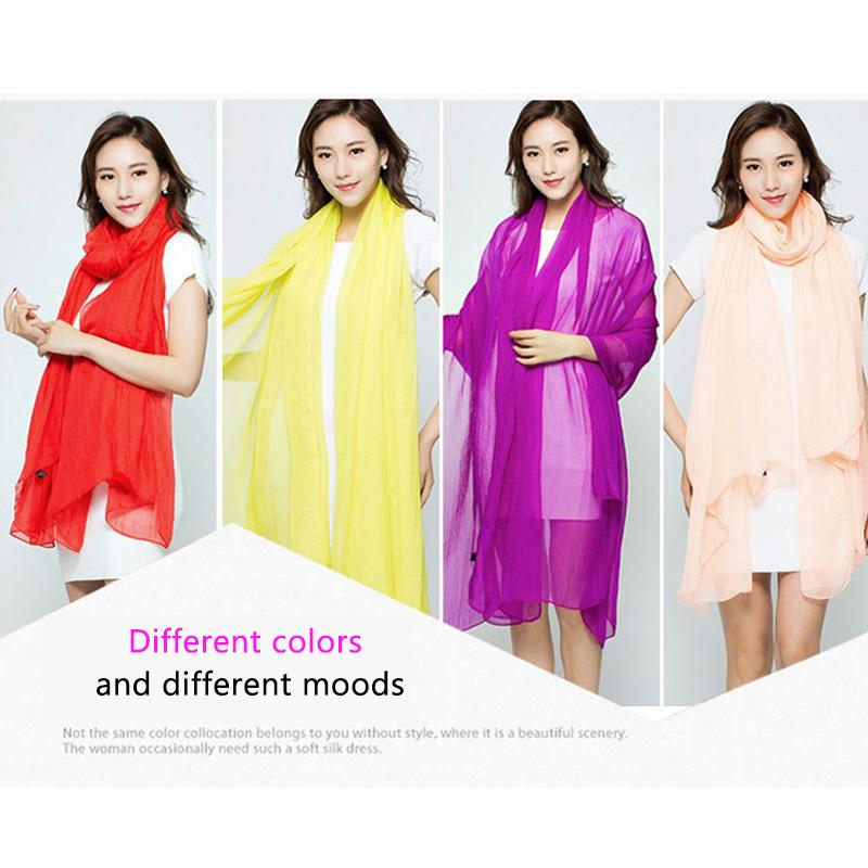 Sciarpa traslucida da donna in chiffon selvaggio 170*70cm tinta unita, sciarpa di seta simulata, protezione solare